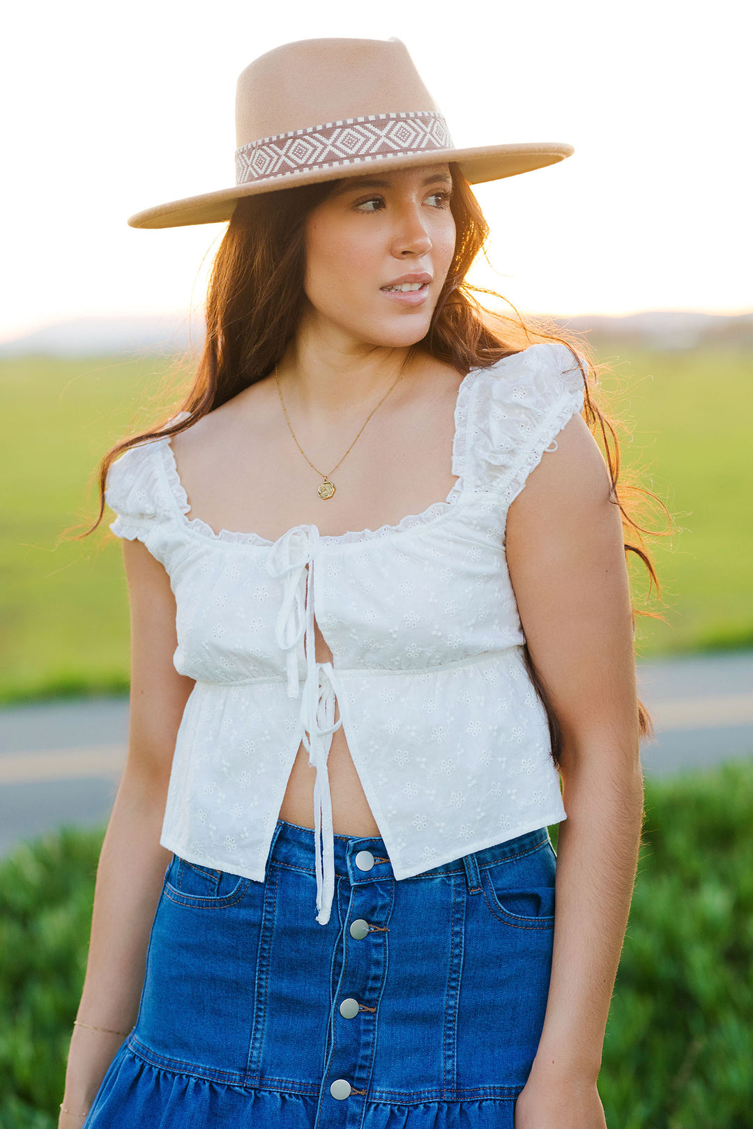 The Chantilly White Tie Front Top