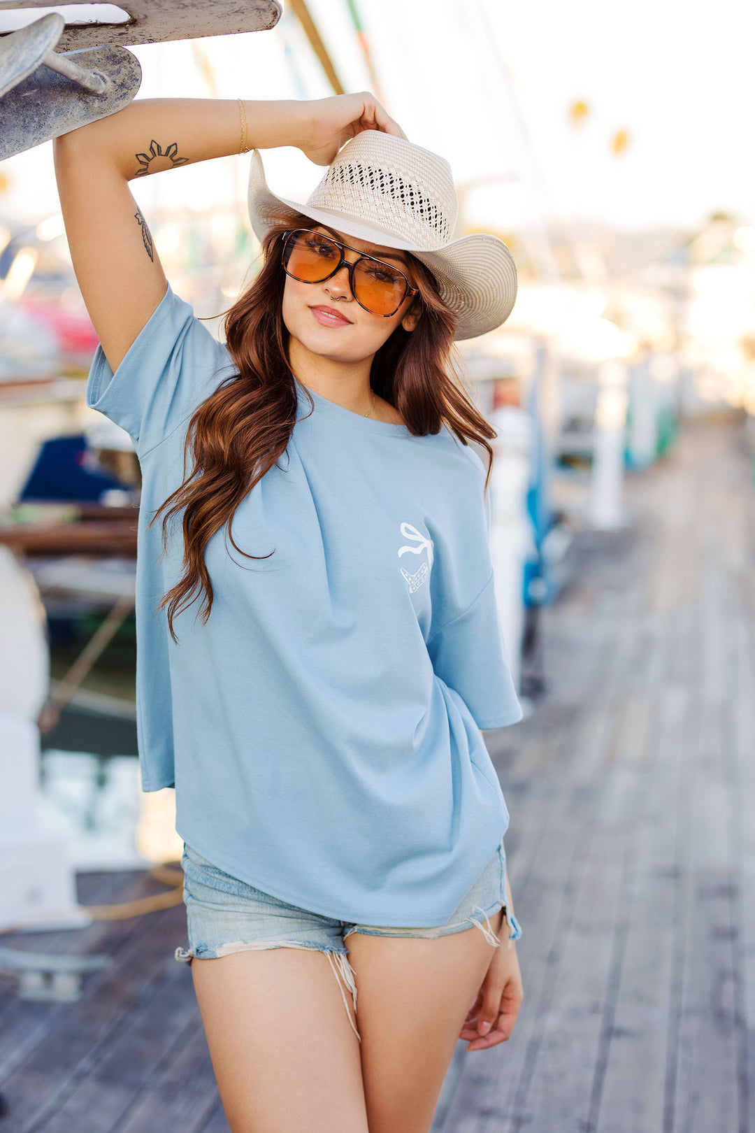 The Cowgirl Soft Blue Graphic Tee