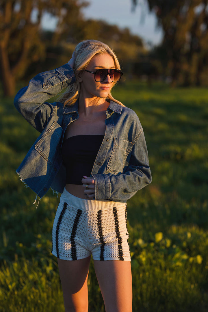 The Pony Up Cropped Denim Shirt