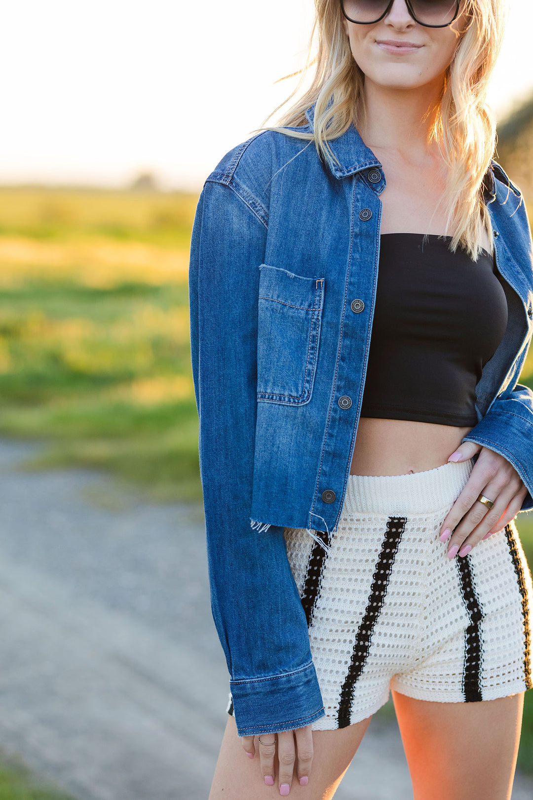 The Pony Up Cropped Denim Shirt