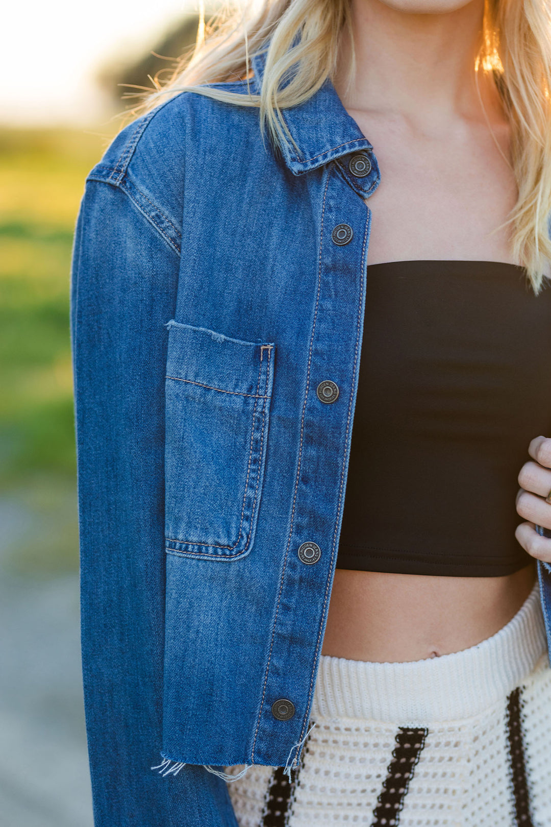 The Pony Up Cropped Denim Shirt