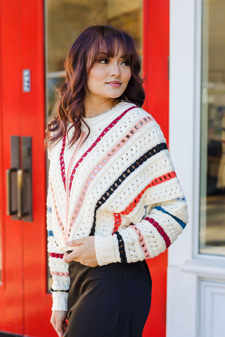 The Around & About Striped OPen Knit Sweater