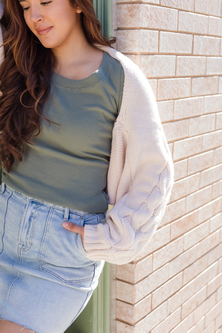 The Carlisle Cable Knit Bolero Cardigan