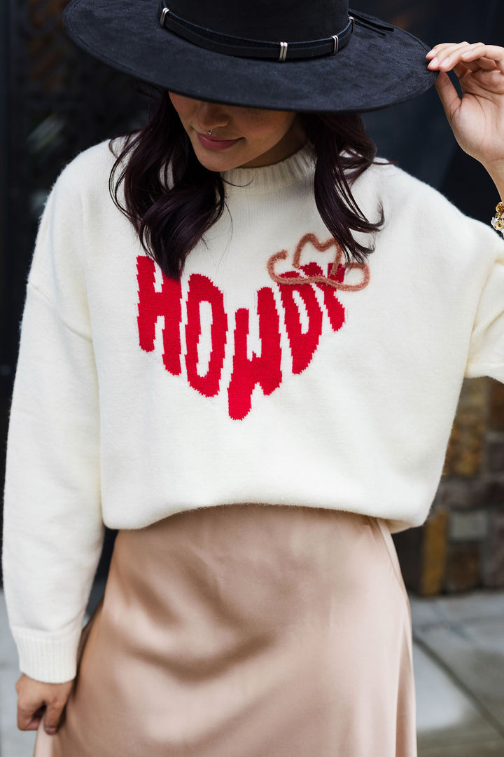 The Howdy Cream Knit Sweater