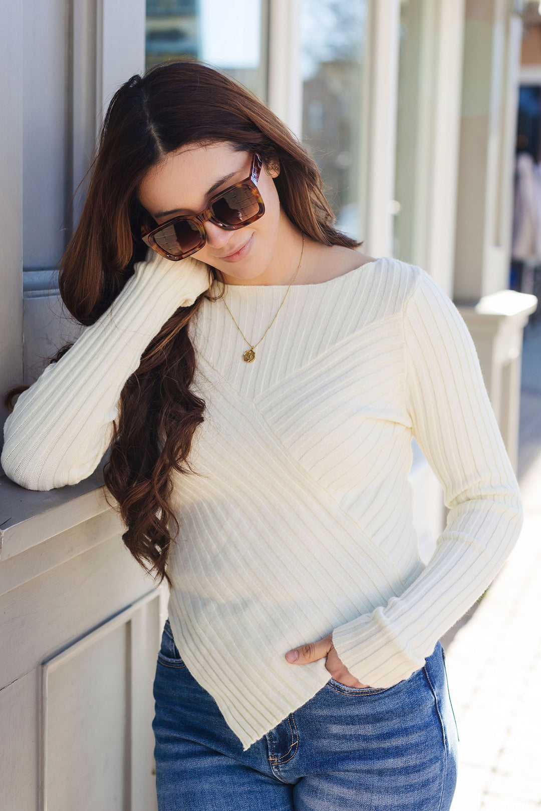 The Personally Pointed Hem Ribbed Sweater