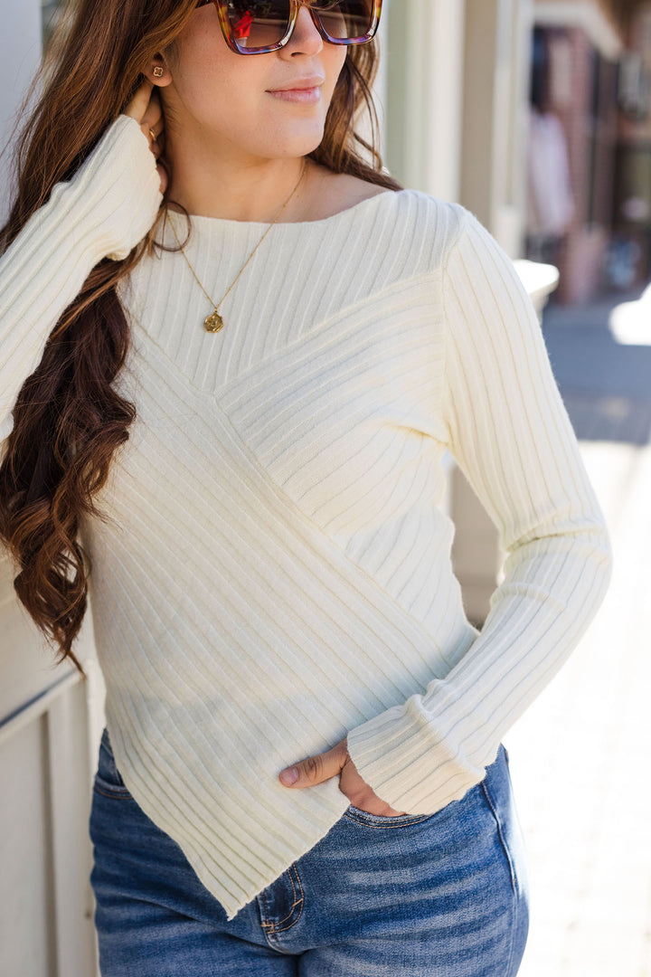 The Personally Pointed Hem Ribbed Sweater