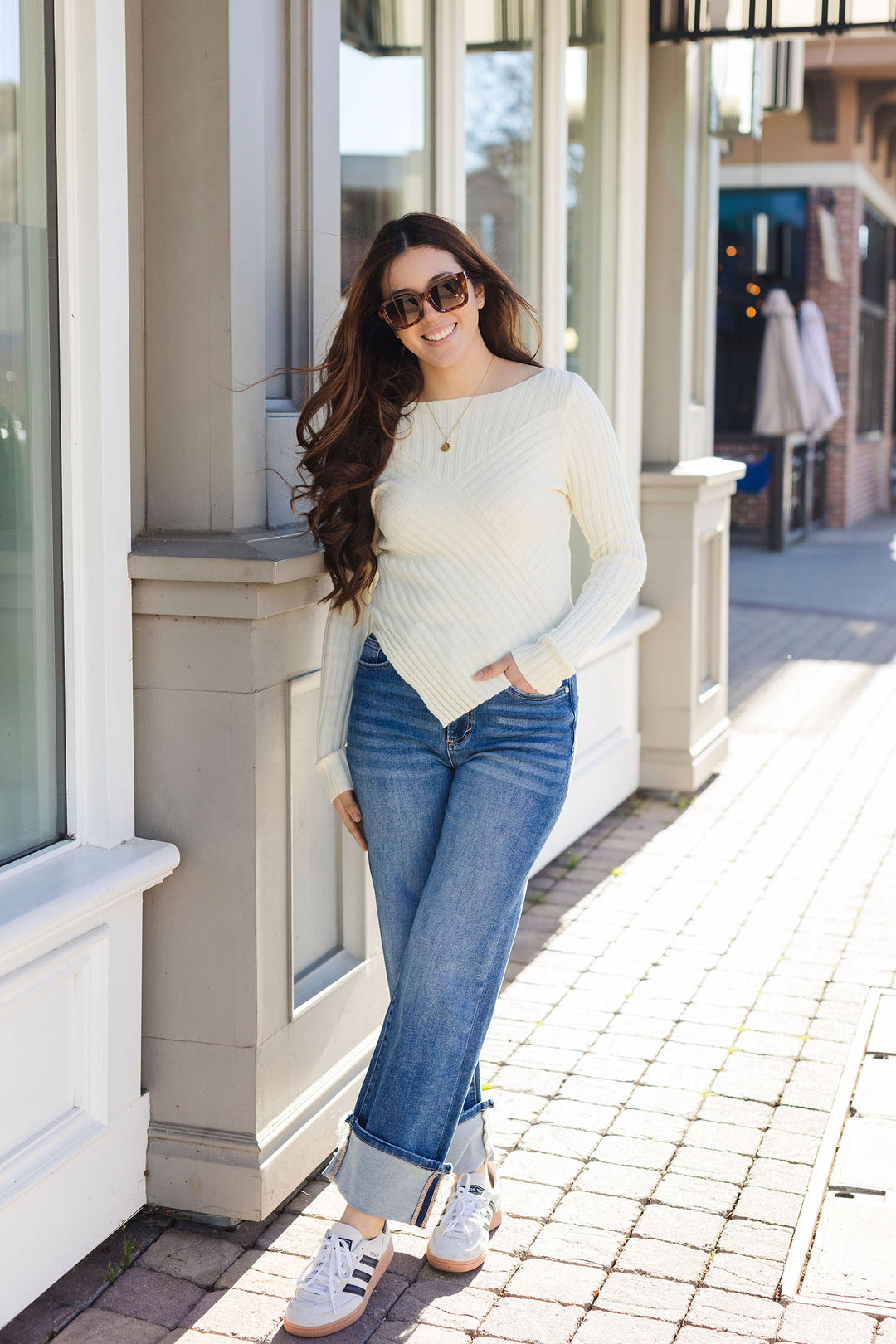 The Personally Pointed Hem Ribbed Sweater