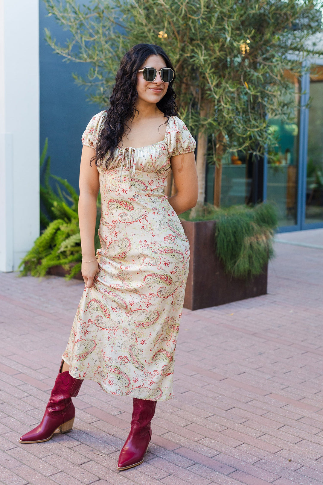 The Paisley Underground Satin Maxi Dress