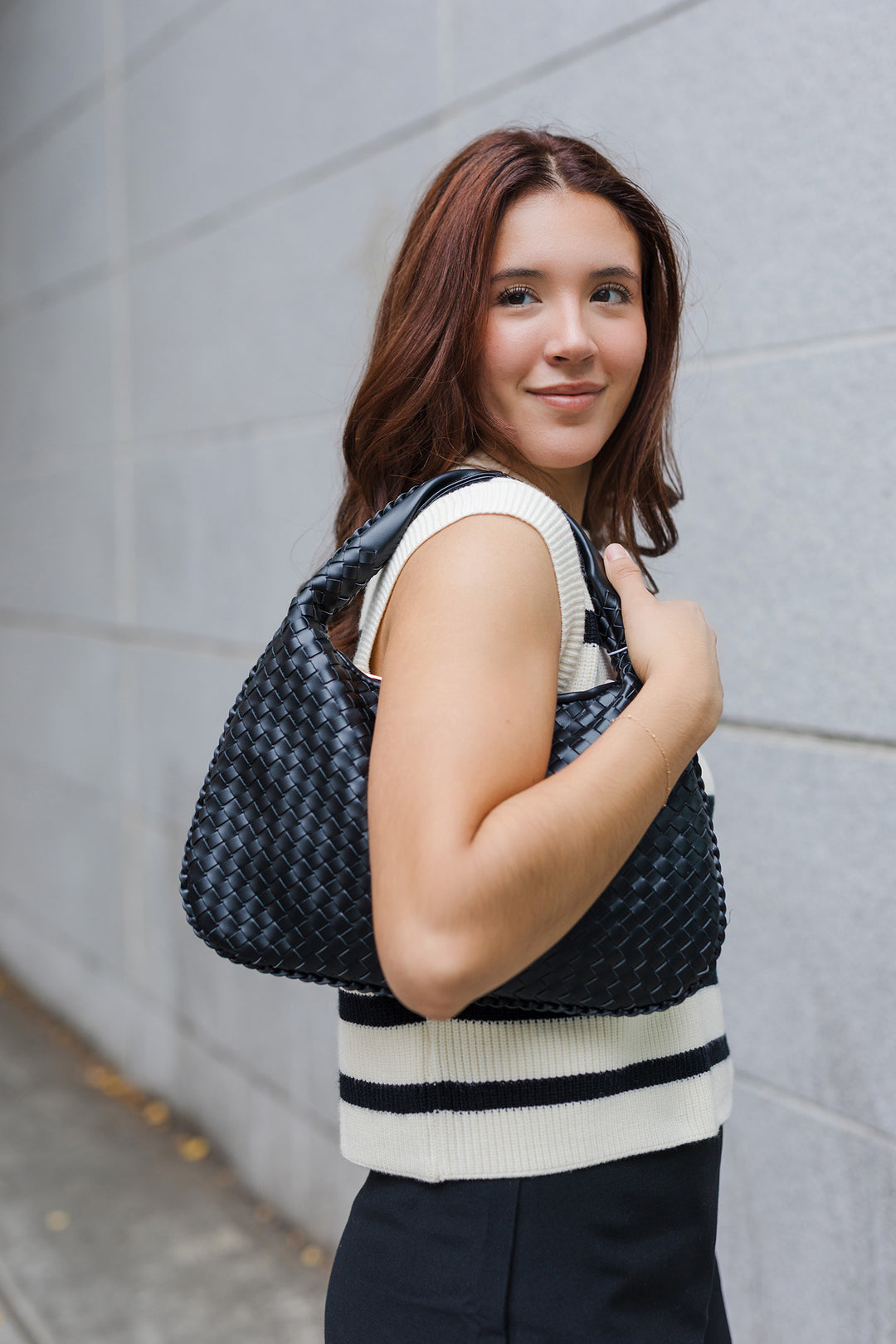 The First In Class Cream and Black Striped Sweater Vest