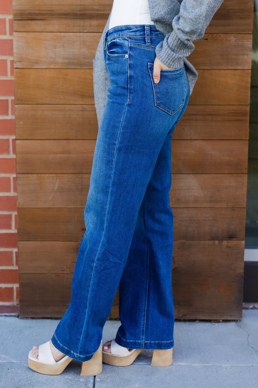 The Captain Blue High Rise Wide Leg Jeans