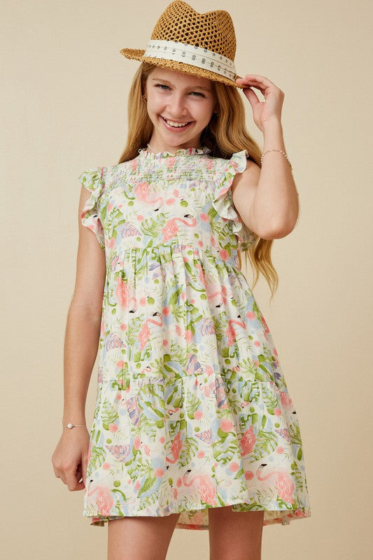 The Perfect Balance Girls Flamingo Print Dress