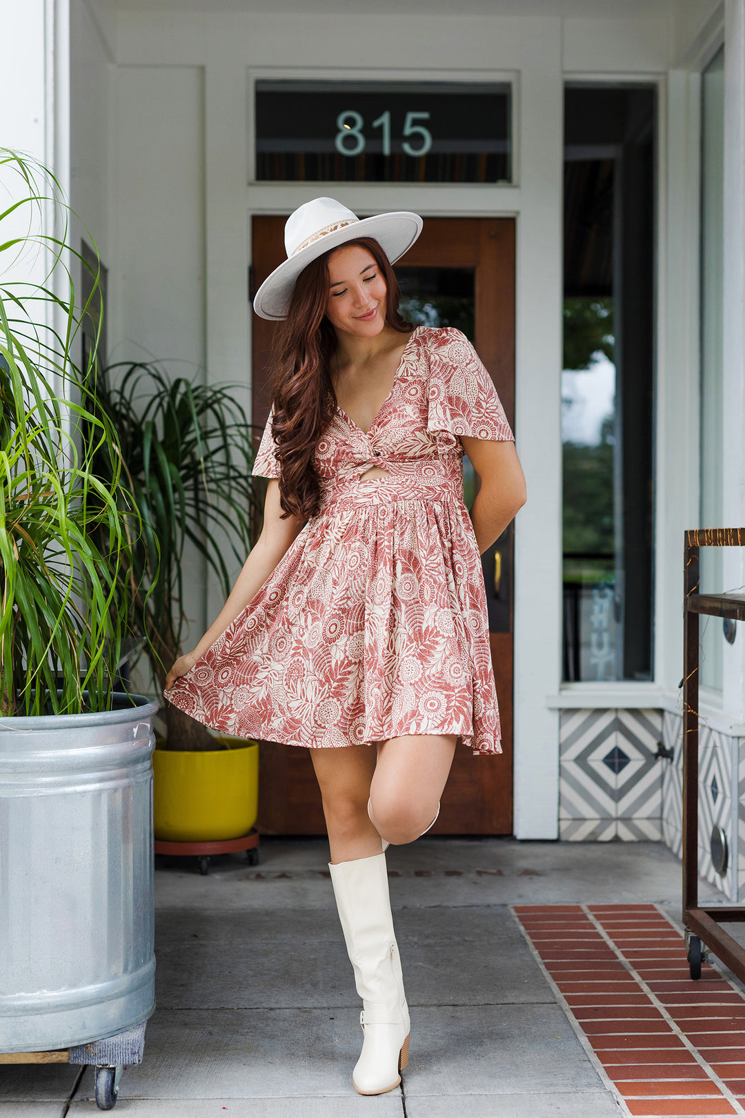 The Island Time Tropical Print Twist Front Mini Dress