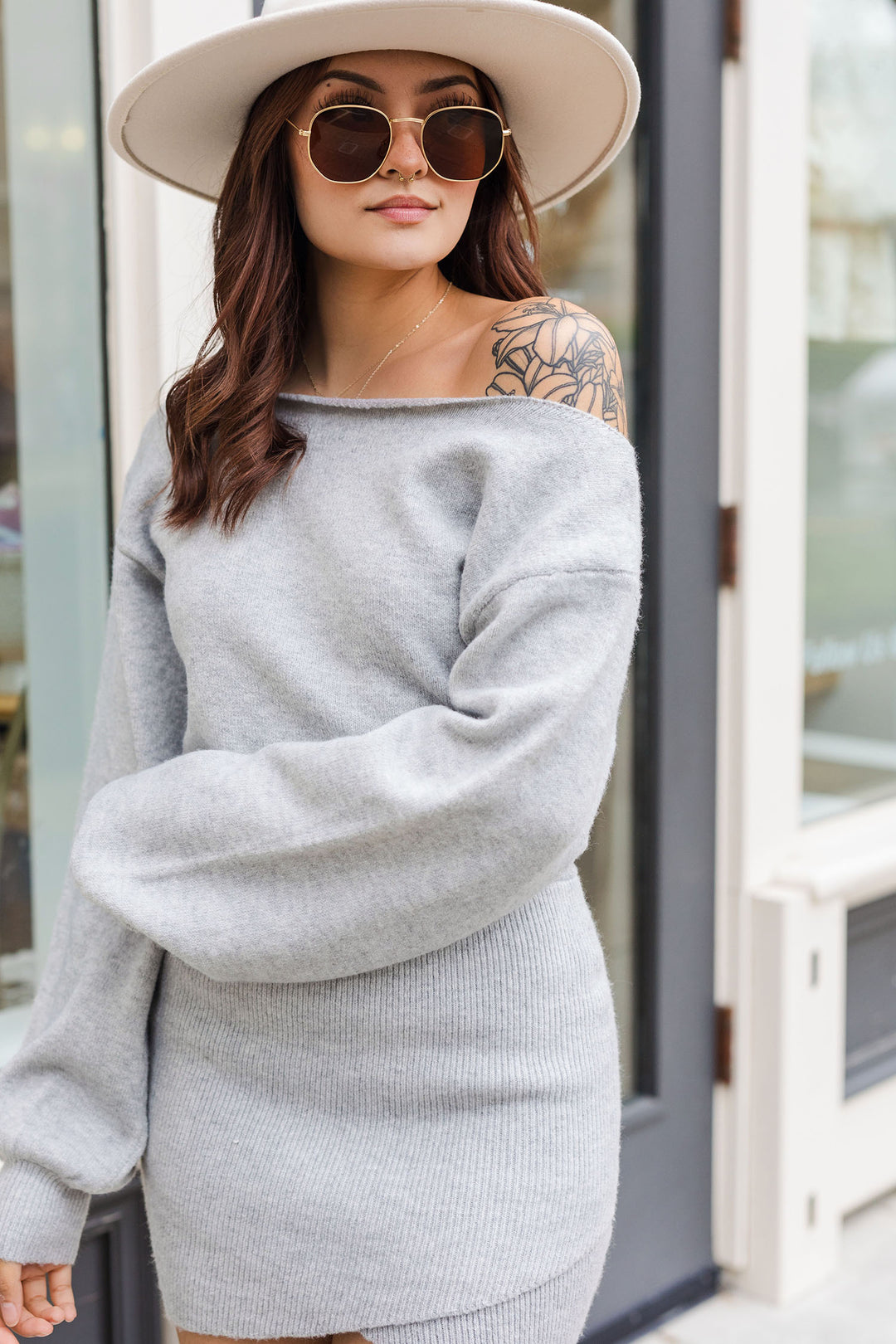 The Regret Nothing Gray Sweater Knit Mini Dress