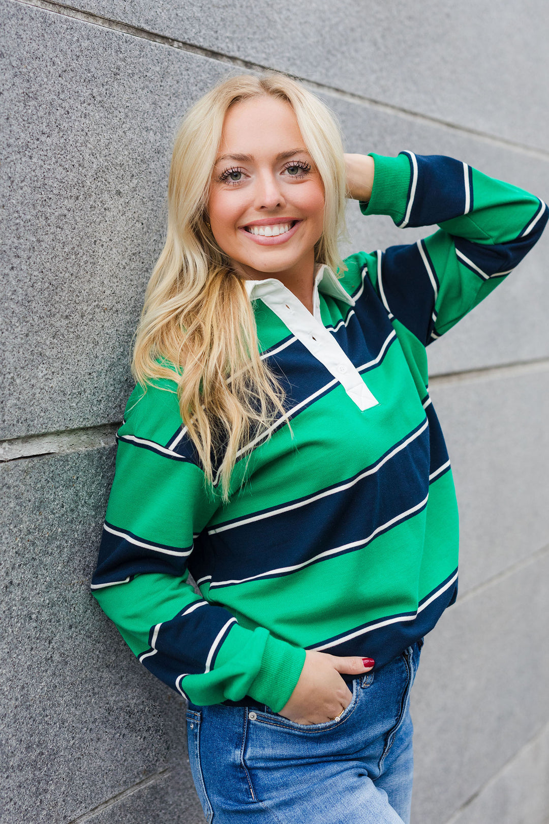 The Get In The Game Green Rugby Striped Shirt