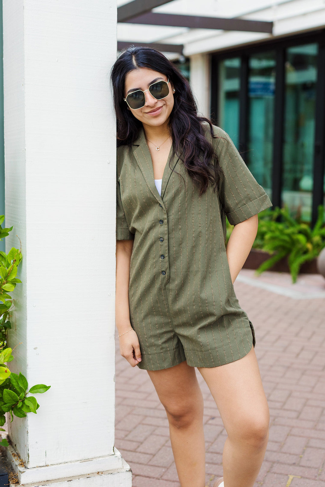 The Branching Out Olive Romper