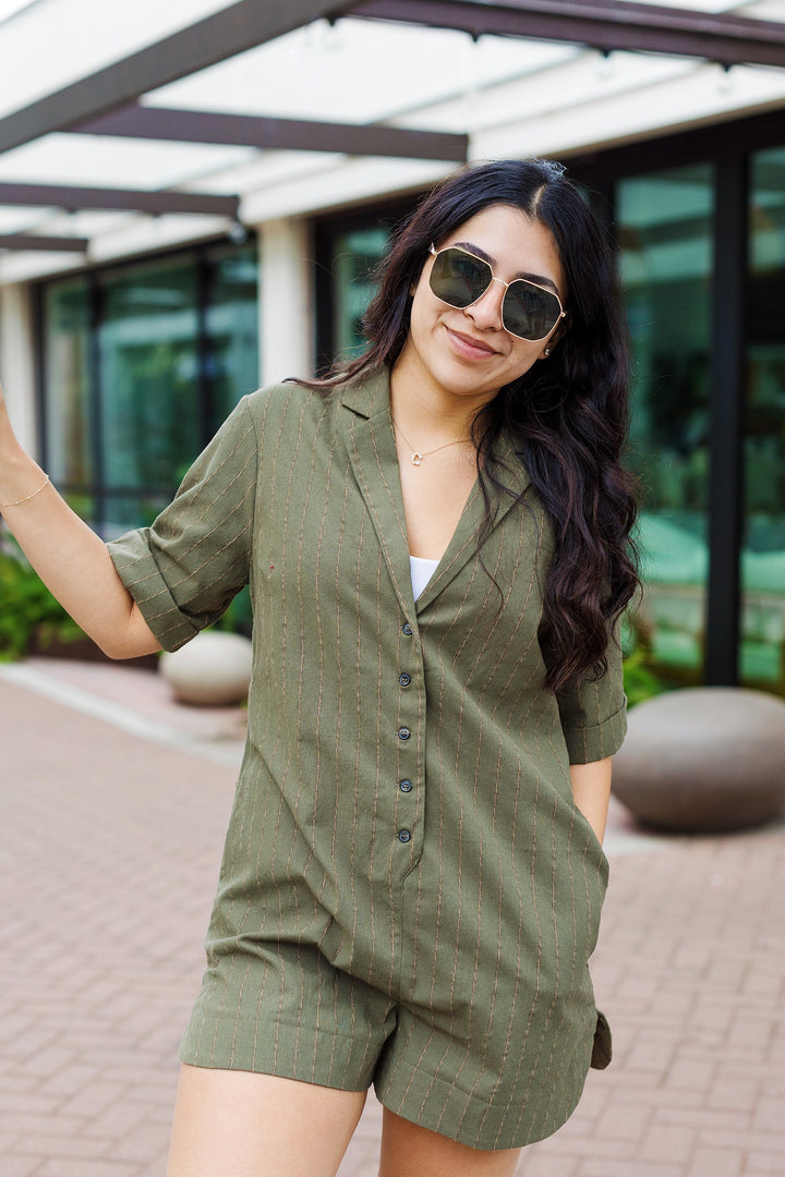 The Branching Out Olive Romper