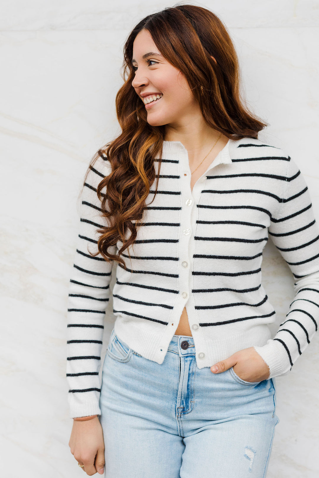 The Get In Line Striped Cardigan Sweater