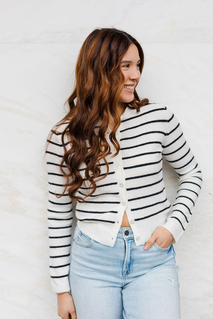 The Get In Line Striped Cardigan Sweater