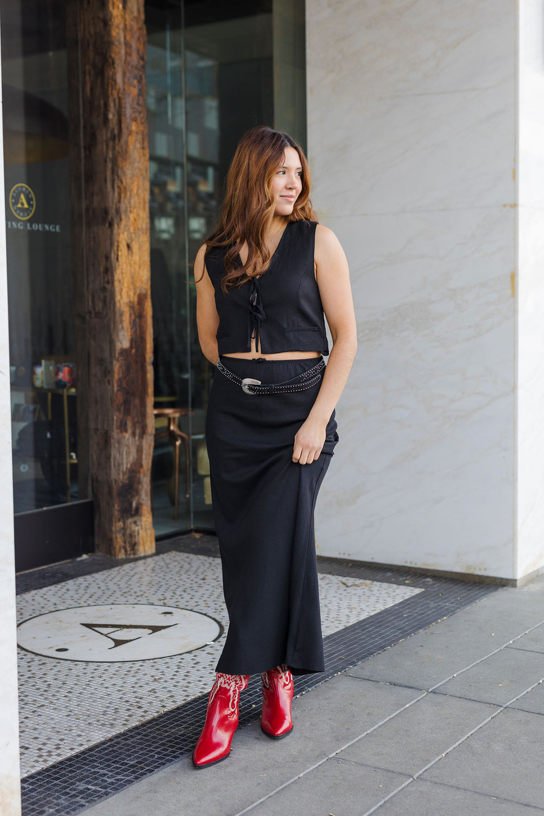 The High Voltage Black Linen Maxi Skirt