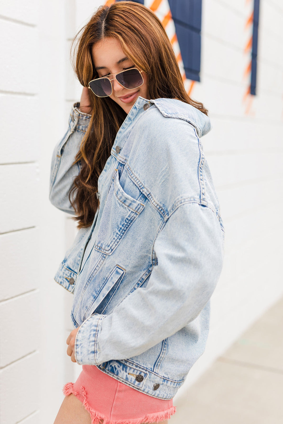 The Chloe Back Pleated Denim Jacket