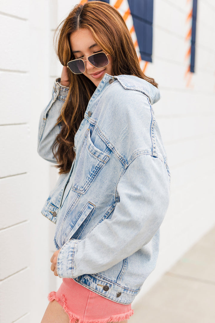 The Chloe Back Pleated Denim Jacket