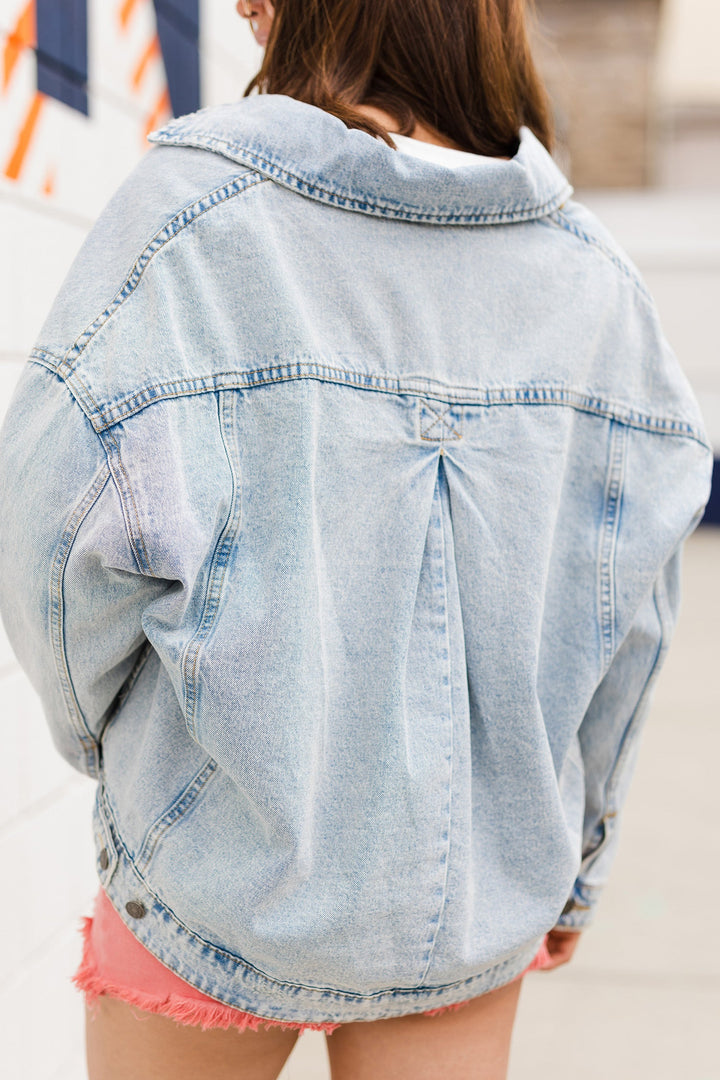 The Chloe Back Pleated Denim Jacket