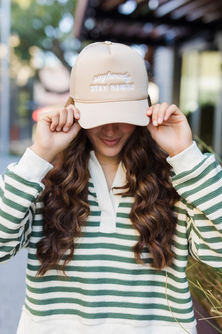 The Say Howdy Stay Rowdy Trucker Hat