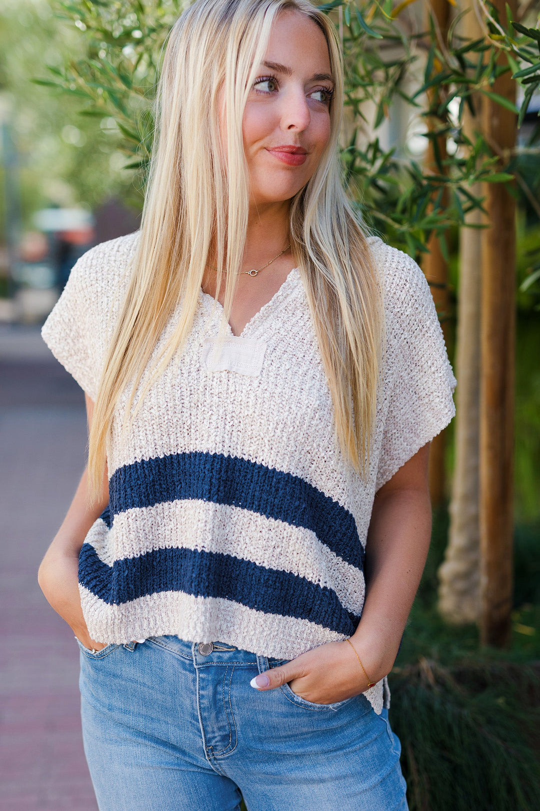 The Sail Away Sleeveless Striped Sweater