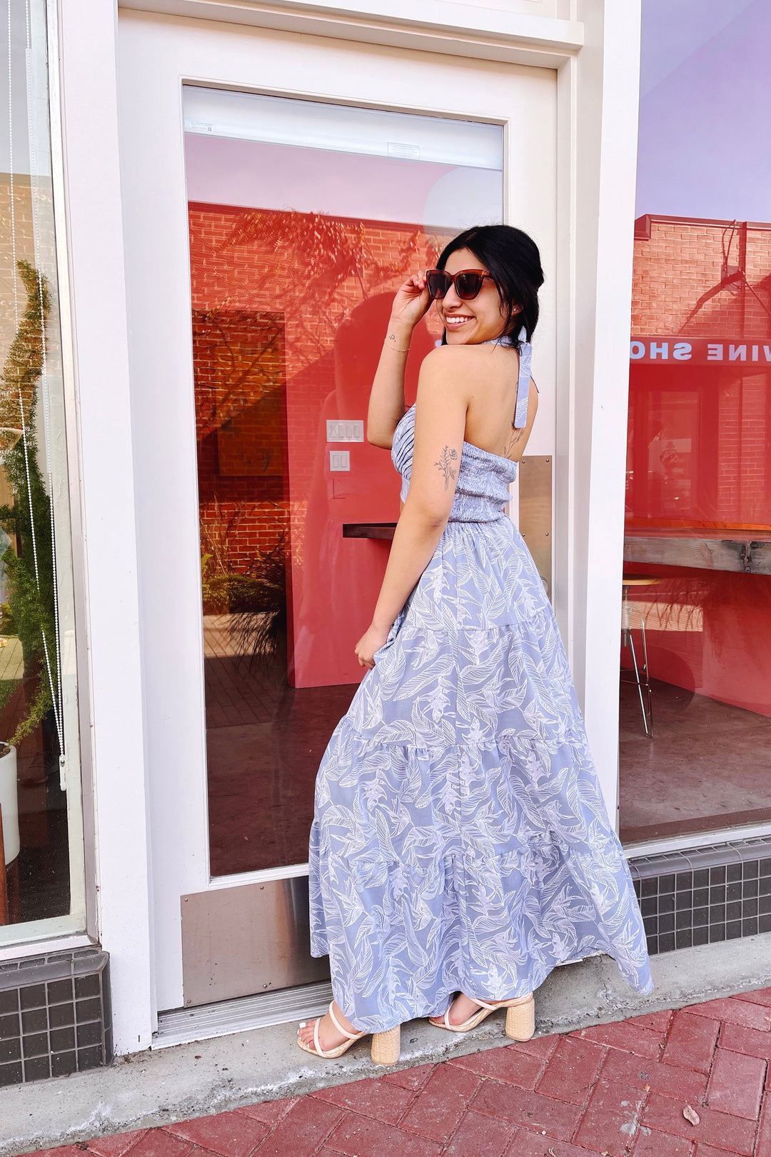 The Banyan Tree Leaf Print Maxi Skirt