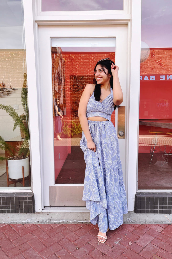 The Banyan Tree Leaf Print Maxi Skirt