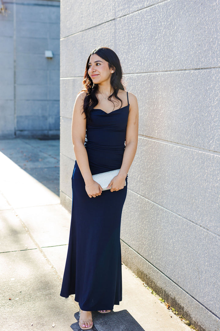 The Midnight In Montreal Long Bodycon Maxi Dress