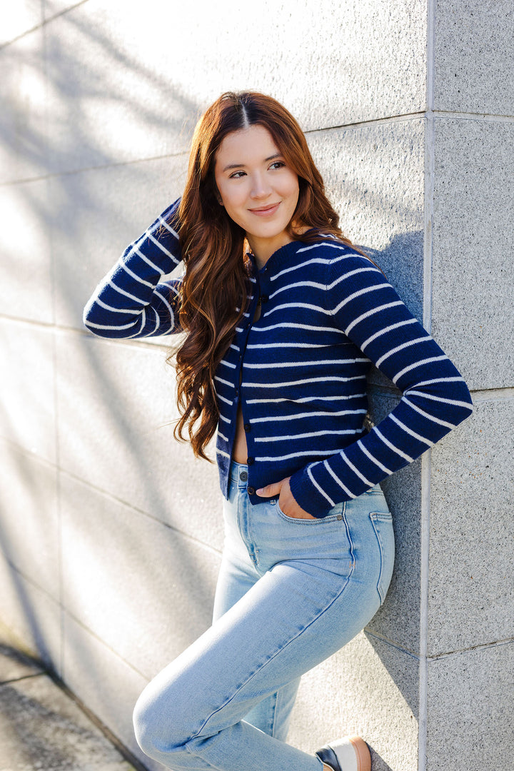 The Get In Line Striped Cardigan Sweater