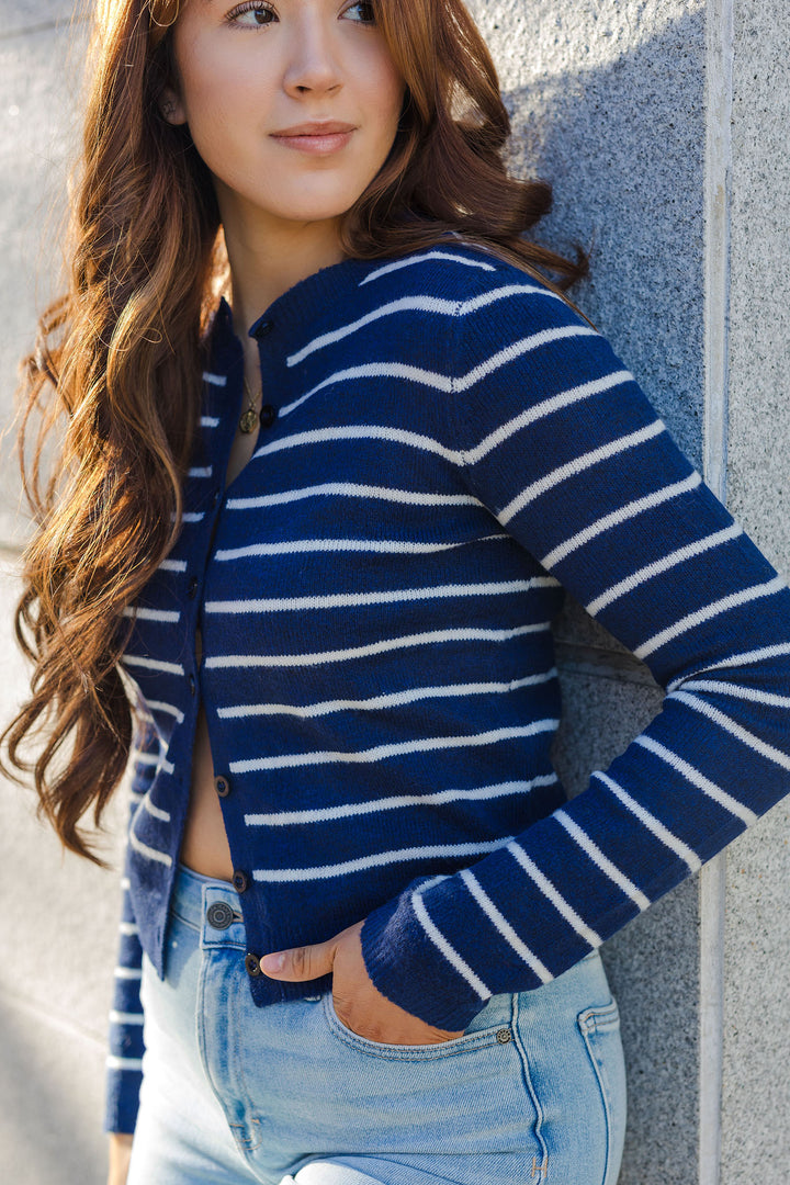 The Get In Line Striped Cardigan Sweater