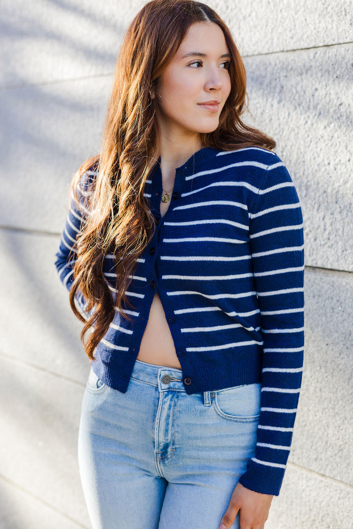 The Get In Line Striped Cardigan Sweater