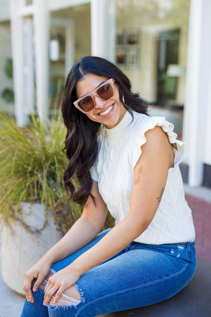 The Ruffle My Feathers Short Sleeve Sweater