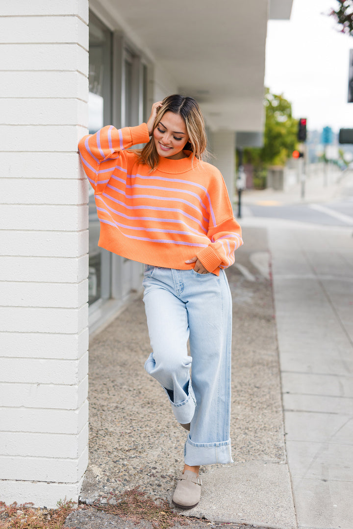 The Reaching New Heights Striped Cropped Sweater