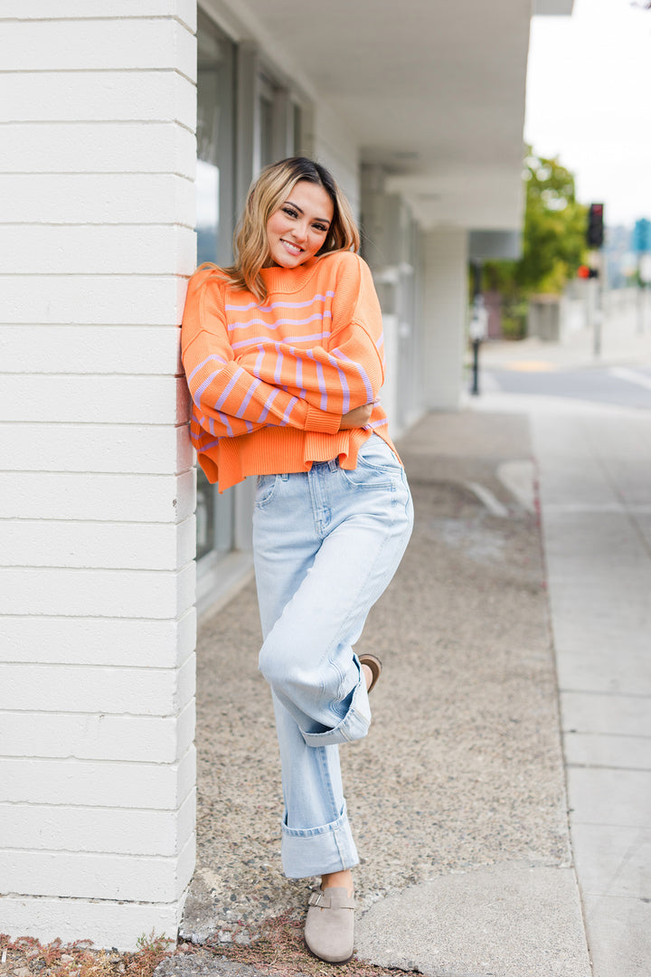 The Reaching New Heights Striped Cropped Sweater