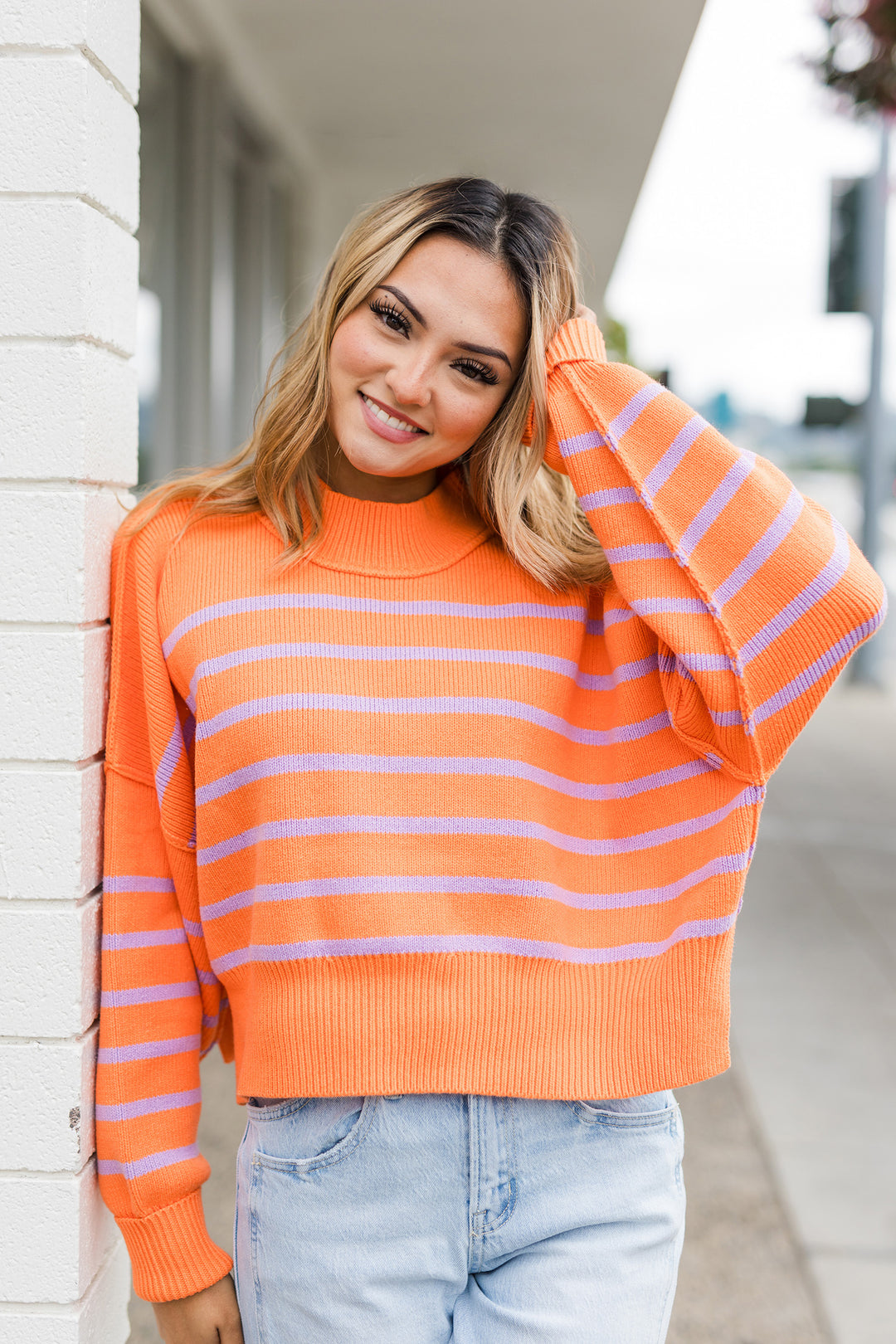 The Reaching New Heights Striped Cropped Sweater