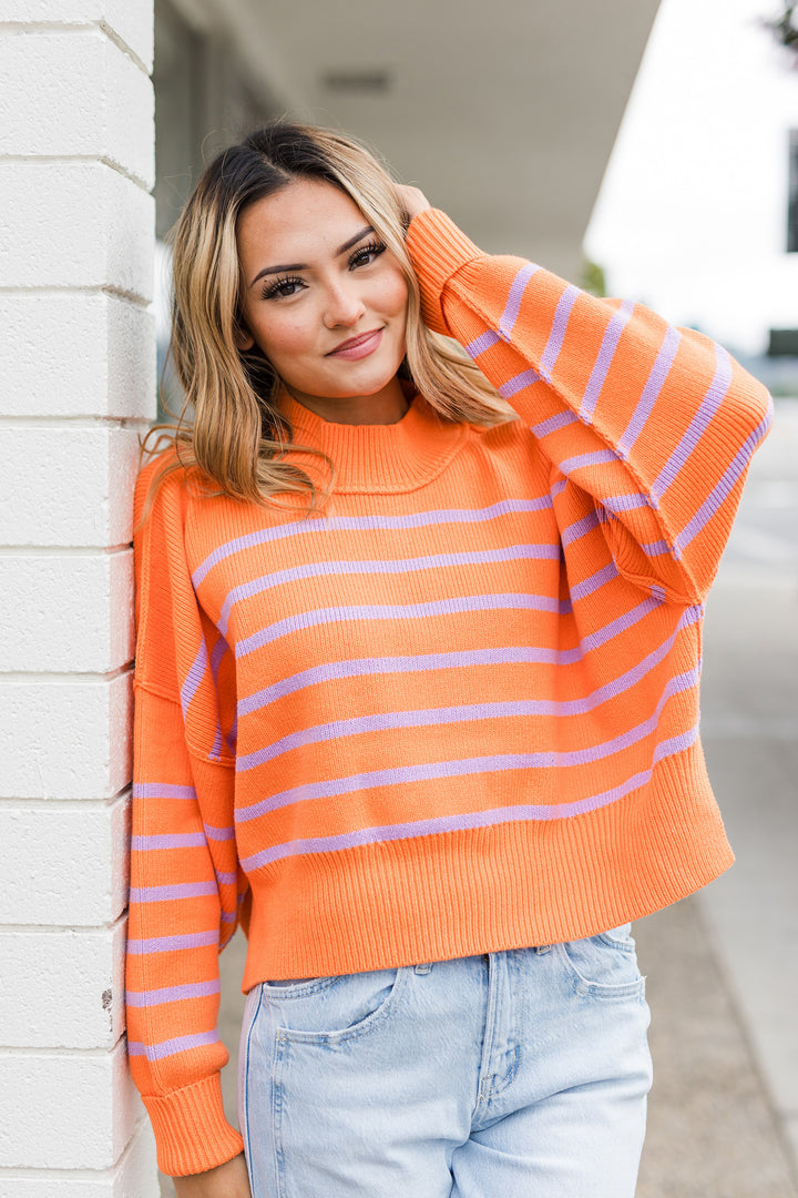 The Reaching New Heights Striped Cropped Sweater