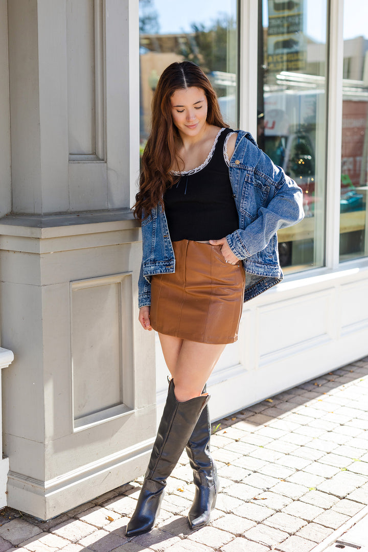 The Lexi Black Lace Trimmed Tank Top