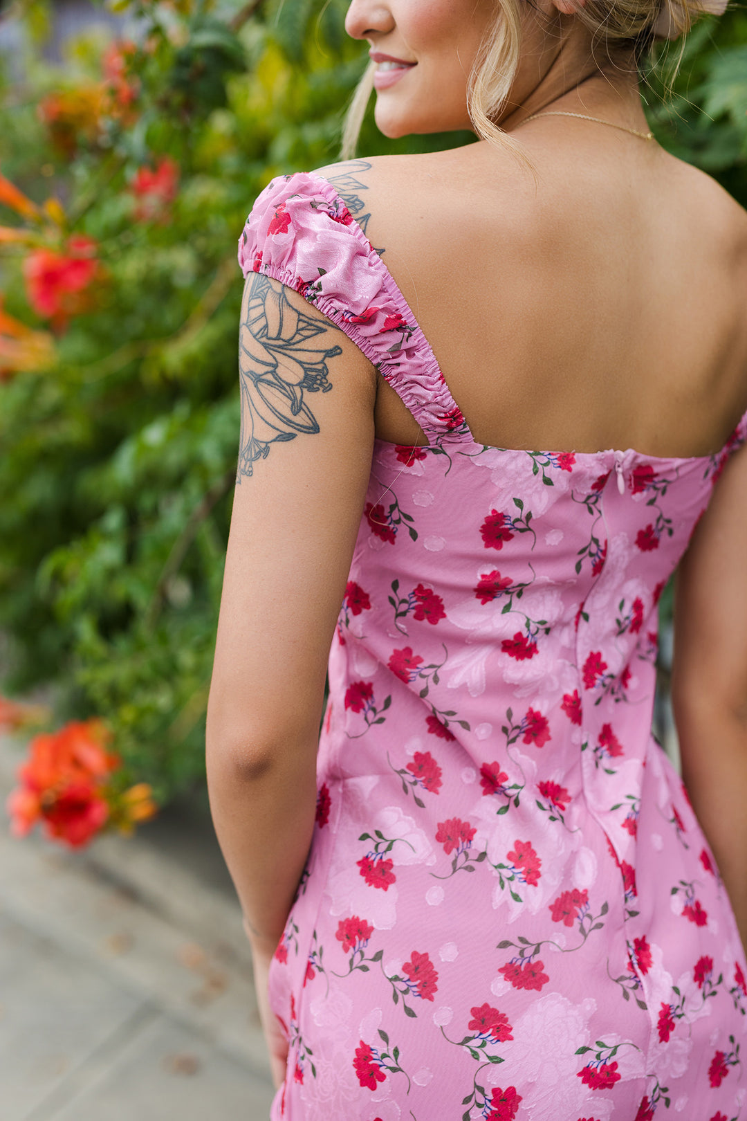 The Poppy Art Pink Floral Print Maxi Dress