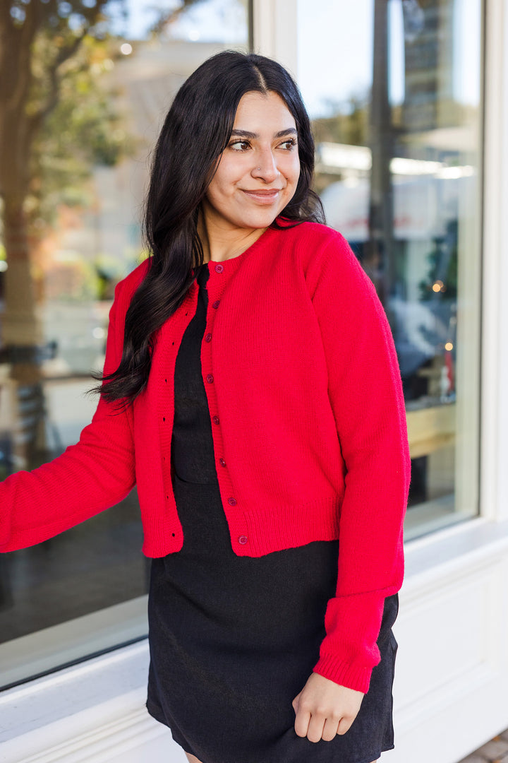 The Marlow Red Cardigan Sweater