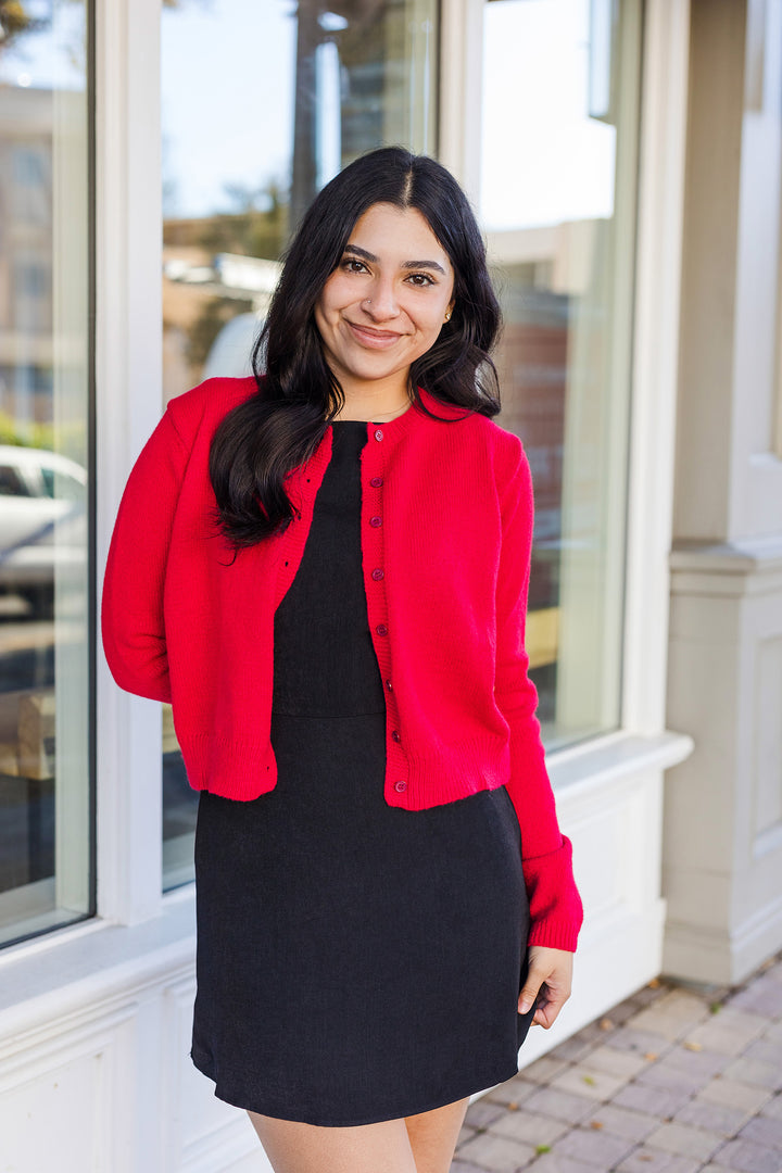 The Marlow Red Cardigan Sweater