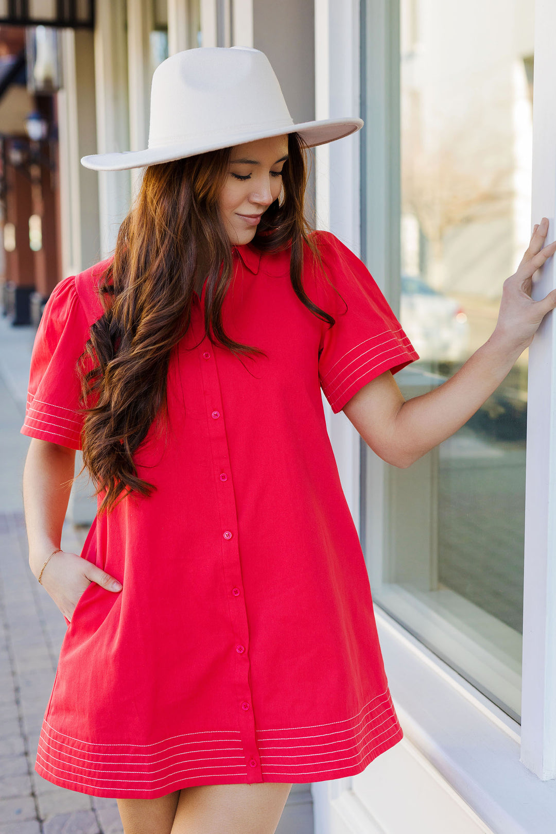 The Hey Cupid Red Button Front Mini Dress