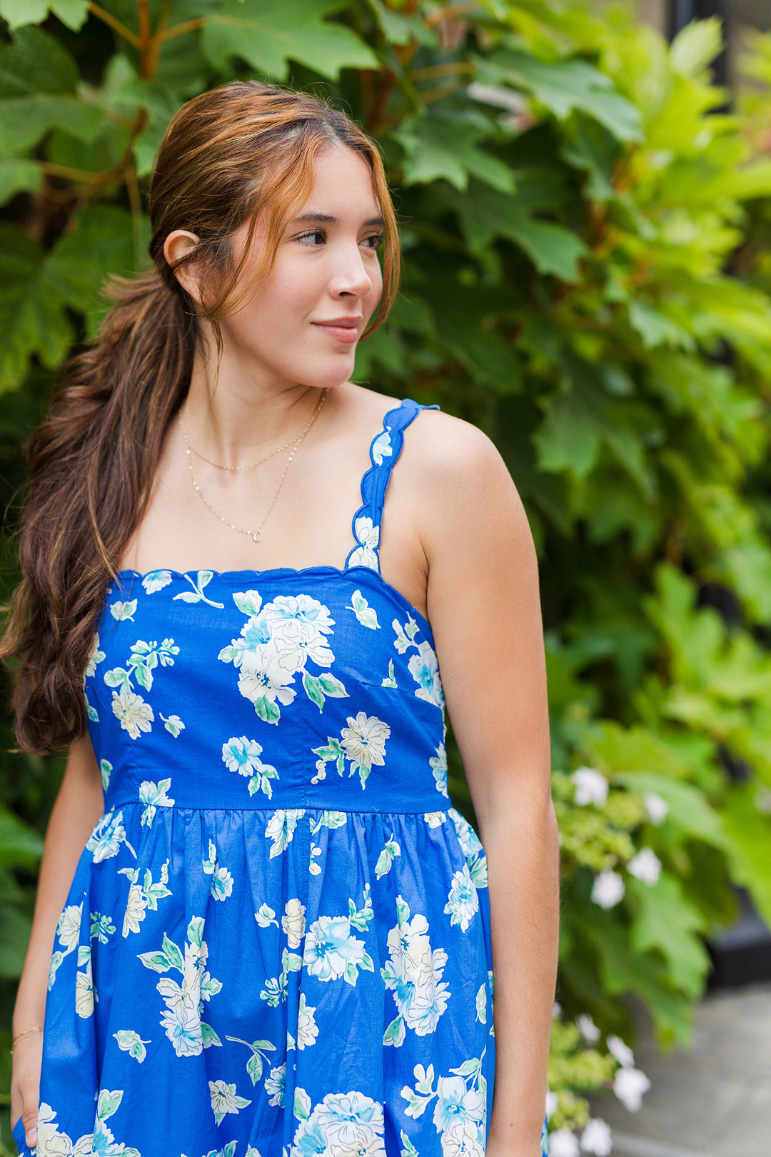 The Azure Wish Blue Floral Print Maxi Dress