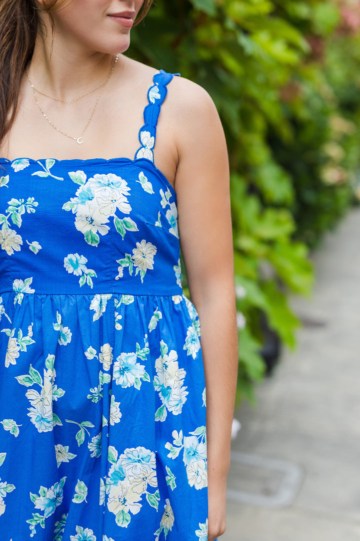 The Azure Wish Blue Floral Print Maxi Dress