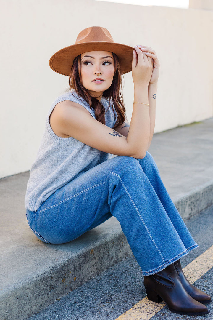 The Got It Good Gray Knit Sweater Vest Top