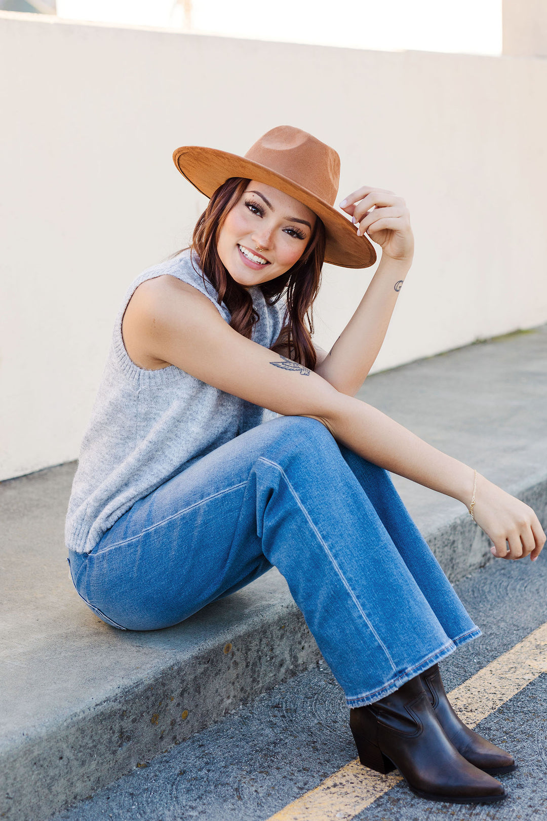 The Got It Good Gray Knit Sweater Vest Top