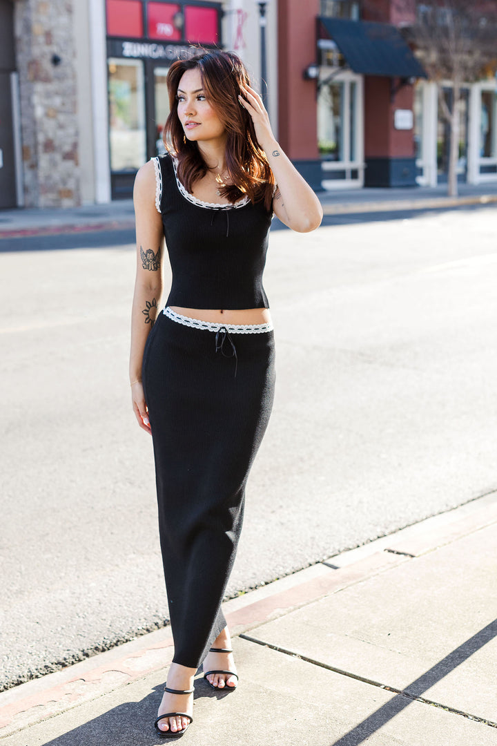 The Lexi Black Lace Long Maxi Skirt