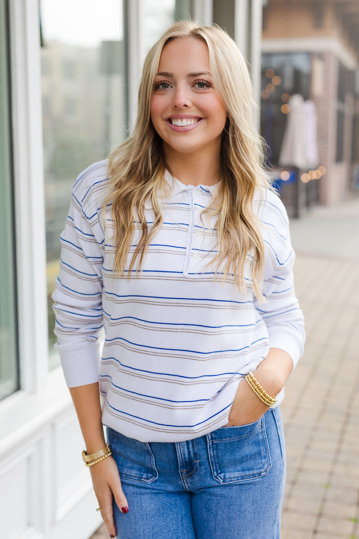 The She's A Smartie Vintage Striped Polo Long Sleeve